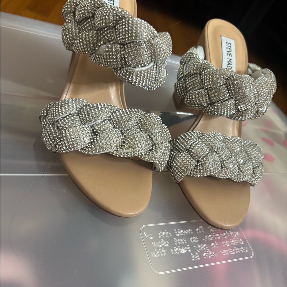 Steve Madden Silver Braided Heels